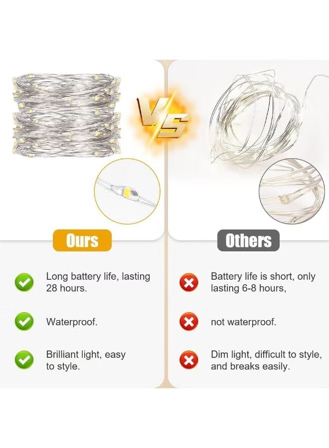 8 Pack Fairy Lights Battery Operated, 2m 20 LED String Lights on Flexible Copper Wire | Warm White Mini Decorative Lights for Bedroom, Jars, DIY, Party, Wedding & Ramadan Festive Decor - Image 3
