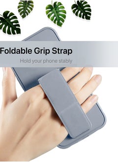 Wtech Hand Grip Foldable Magnetic Kickstand Wrist Strap Finger Grip With Built-In Iron Case Cover For Samsung Galaxy M34 5G 2023 Grey  - Image 2