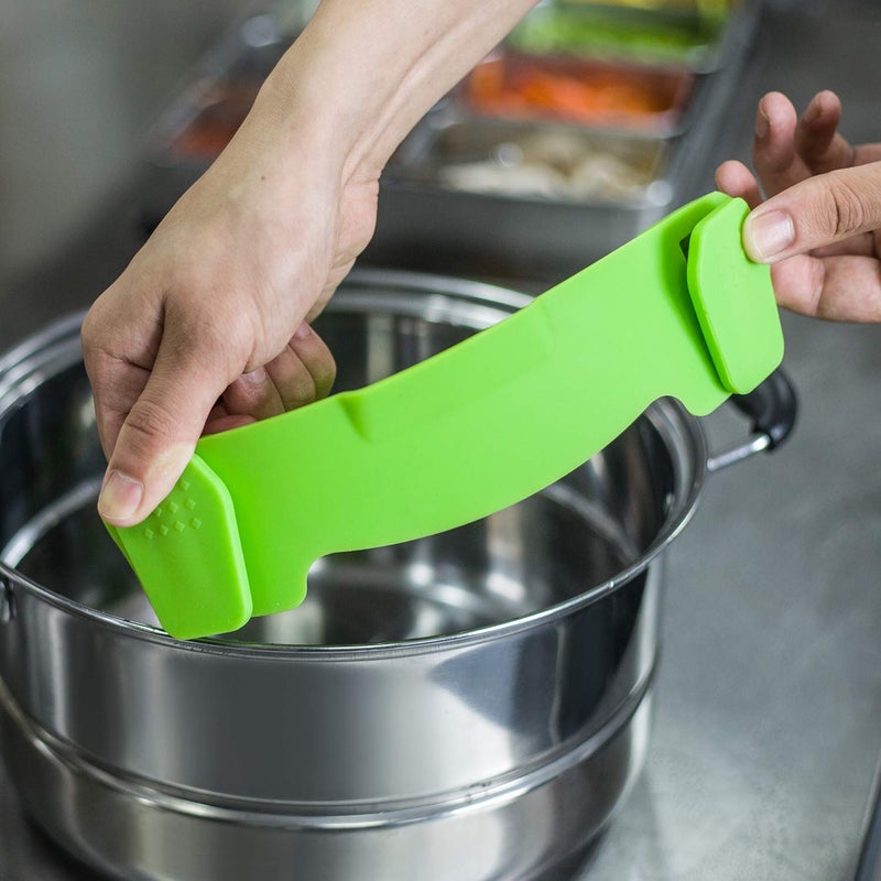AUOON Clip On Strainer Silicone Pots and Pans, AUOON Pasta Strainer Clip on Food Strainer for Meat Vegetables Fruit Silicone Kitchen Colander, Green - Image 4