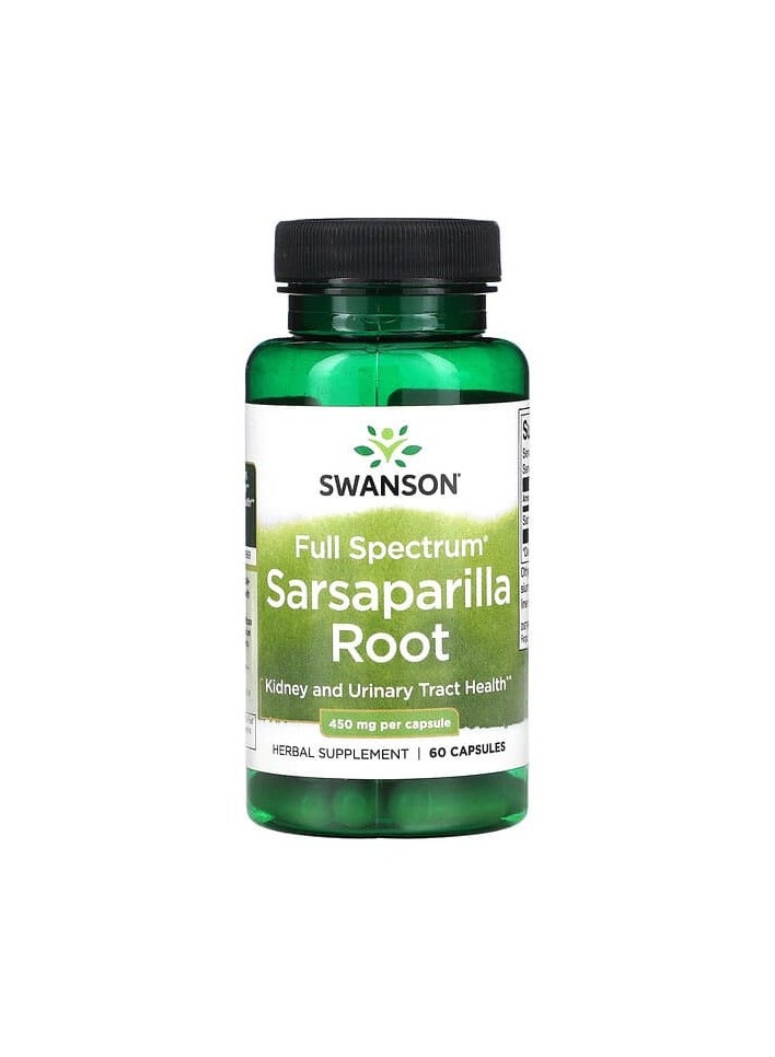 جذر السارساباريلا كامل الطيف، 450 مجم، 60 كبسولة