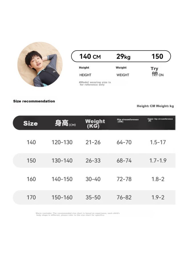 Li-ning Children's One-piece Long-sleeve Swimsuit, Hot Spring Beach Sun Protection, Boys' Surfing Suit, Training Swimwear, 8793 Black-green, Size 160 - Image 4