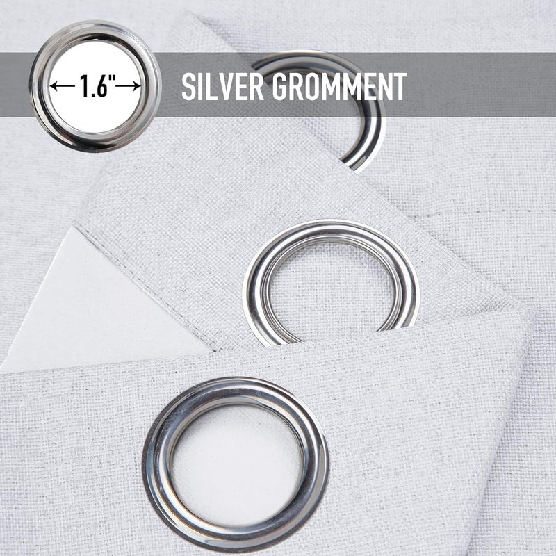100% Blackout Shield 100% Blackout Curtains 45 Inches Long Linen Blackout Curtains 45 Inch Length 2 Panels Set Thermal Insulated Full Light Blackout Curtains for Bedroom/Living Room 40"" W x 45"" L 2 Panels Greyish White - Image 5