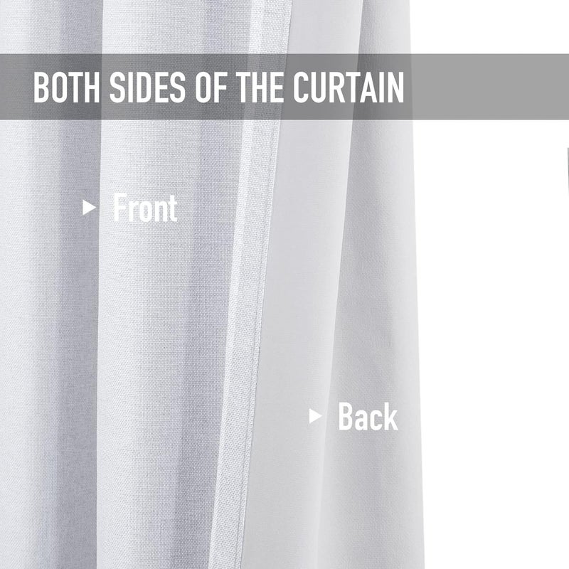 100% Blackout Shield 100% Blackout Curtains 45 Inches Long Linen Blackout Curtains 45 Inch Length 2 Panels Set Thermal Insulated Full Light Blackout Curtains for Bedroom/Living Room 40"" W x 45"" L 2 Panels Greyish White - Image 4