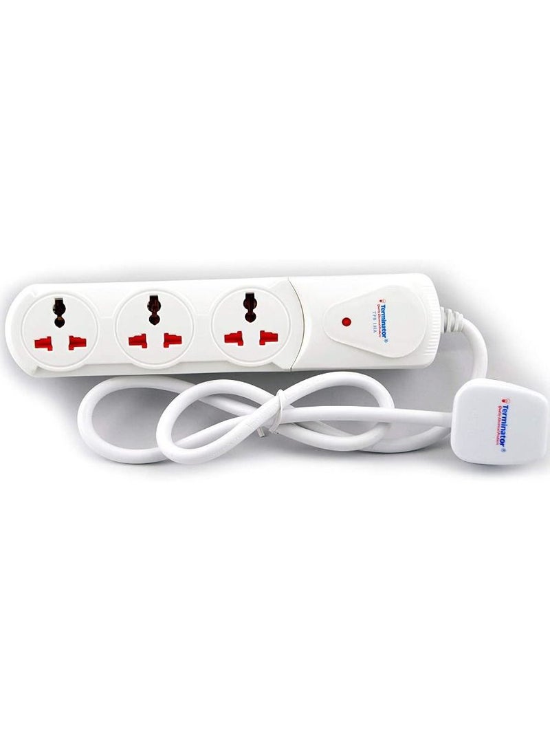 Terminator 3 Way Universal Power Extension Socket 2 Meter