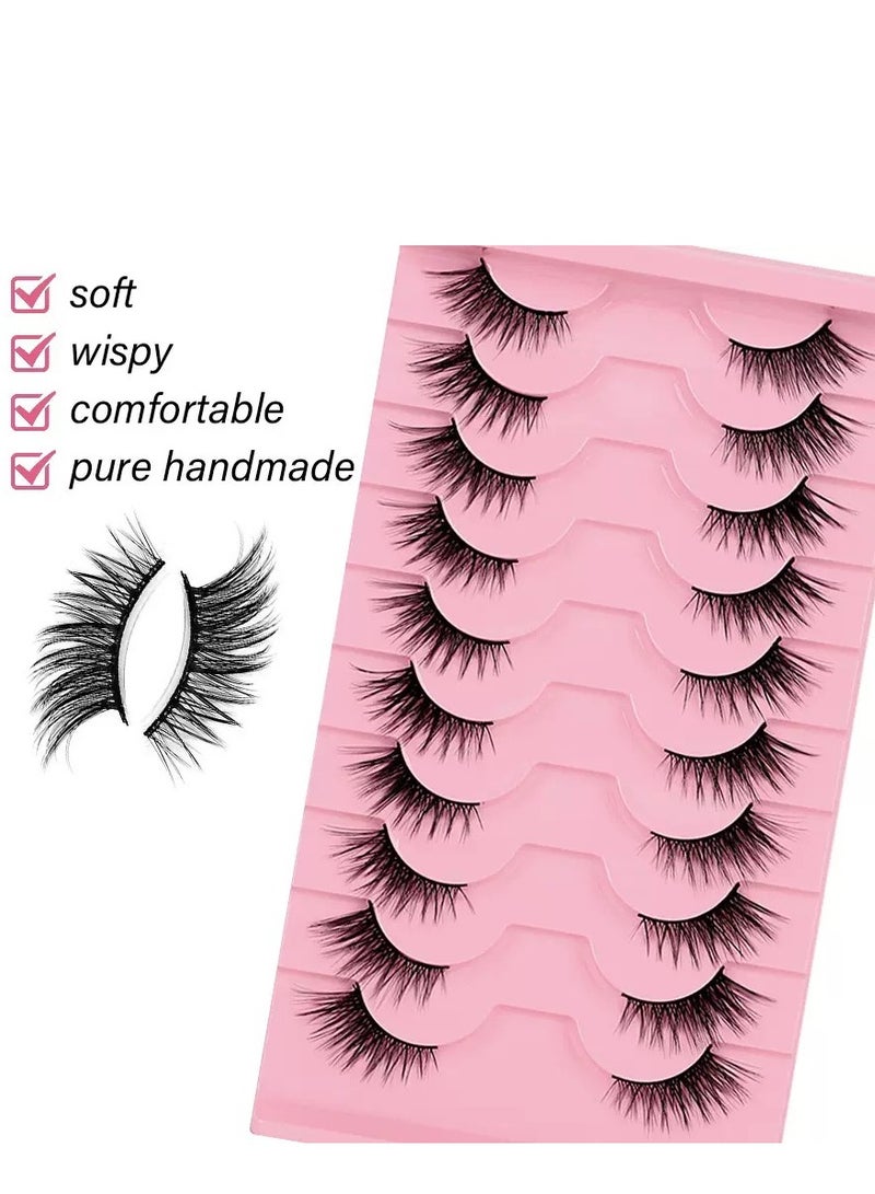 JOSQUEWNN 10 Pairs False Eyelashes Set, Cat Eye Half Lashes Natural Look Fluffy,Lightweight And Natural To Enhance Eye Makeup Charm, Long-Lasting Smudge-Proof, Suitable For Daily And Party Occasions. - Image 4