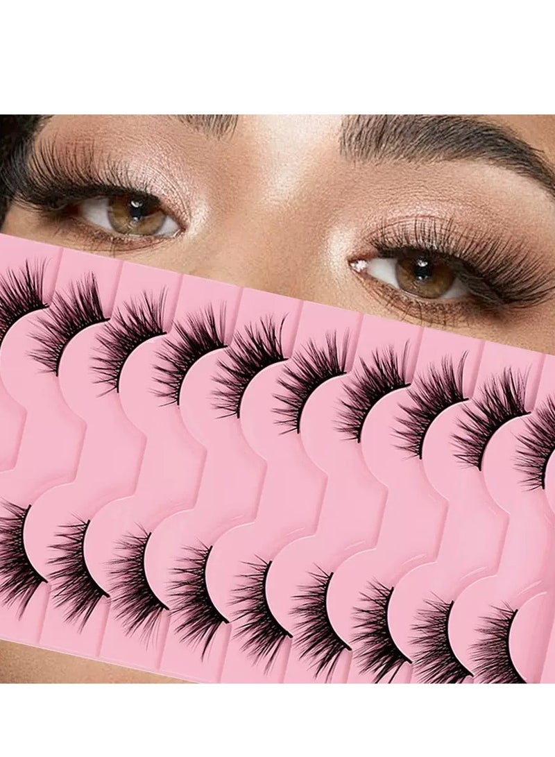 JOSQUEWNN 10 Pairs False Eyelashes Set, Cat Eye Half Lashes Natural Look Fluffy,Lightweight And Natural To Enhance Eye Makeup Charm, Long-Lasting Smudge-Proof, Suitable For Daily And Party Occasions. - Image 5