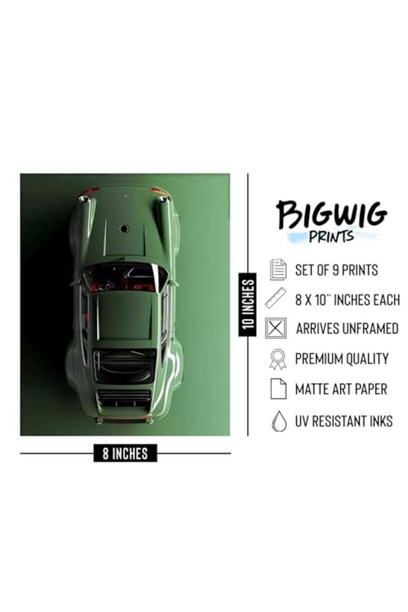 BigWig Prints Porsche 911 Poster - Car Wall Art, Porsche Wall Art, Porsche Poster, Vintage Car Poster, Car Posters for Men, Porsche 944 Posters, Porsche Art, Cool Car Posters - Unframed Set of 9 (8x10) - Image 3