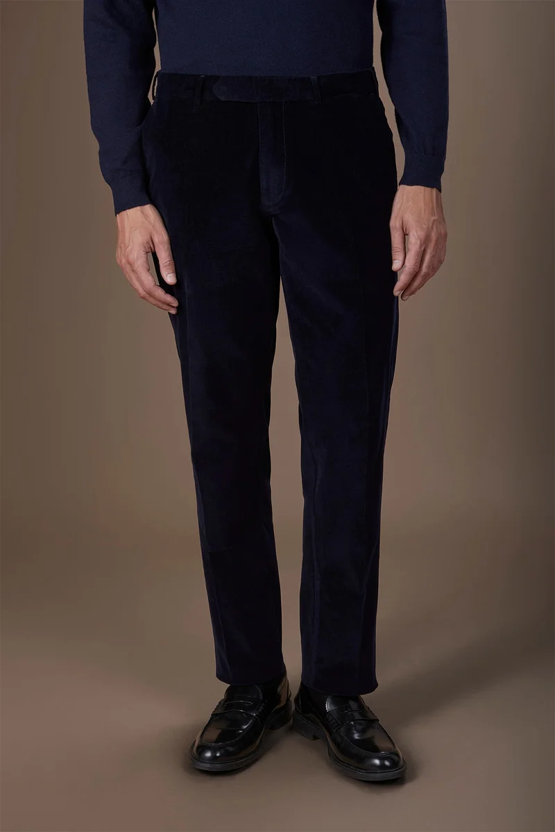 Men's classic trousers in 1000-line velvet regular fit - Dk Blue