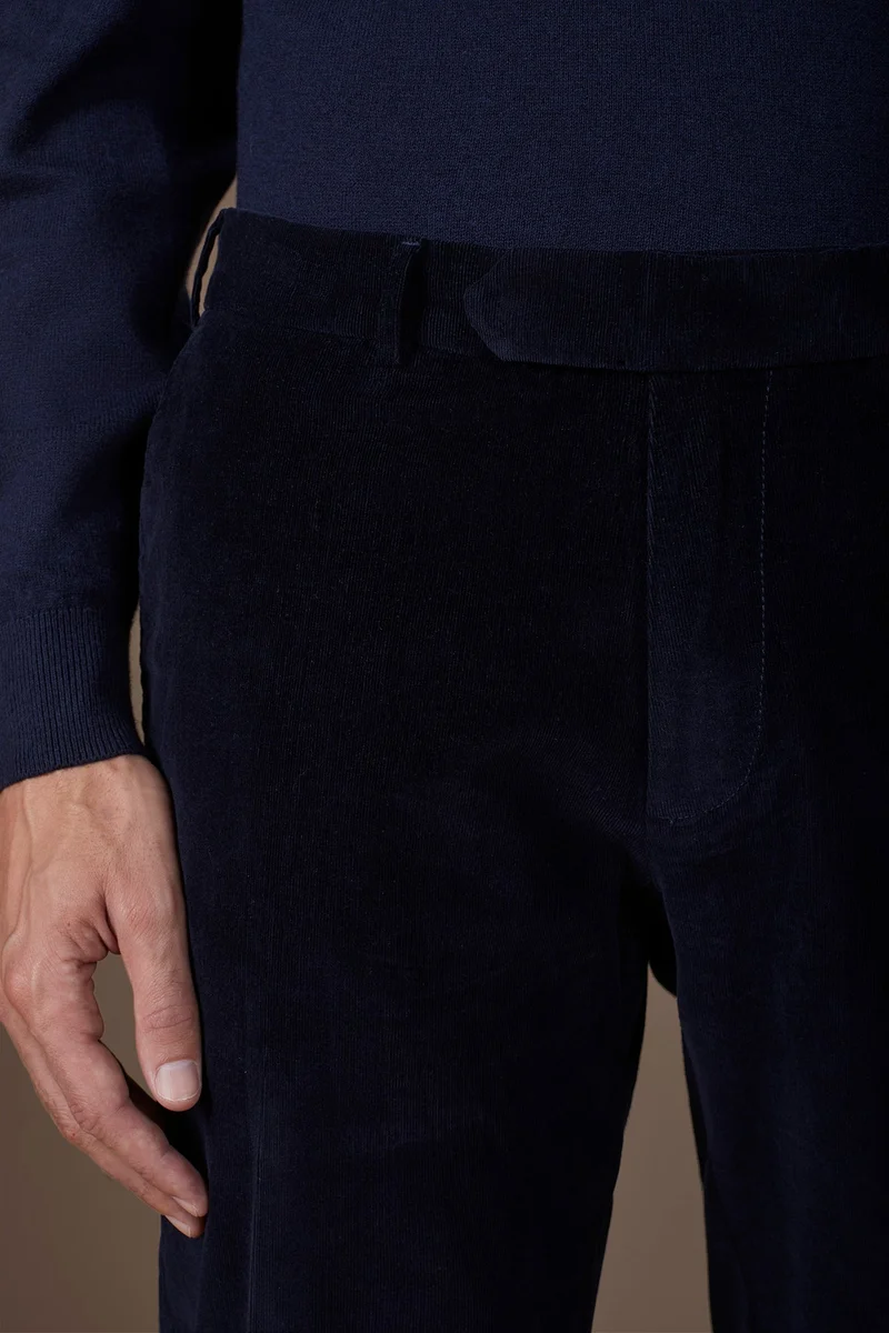 Doppelganger Blue Men's classic trousers in 1000-line velvet regular fit - DK Blue for Men | Best Price UAE