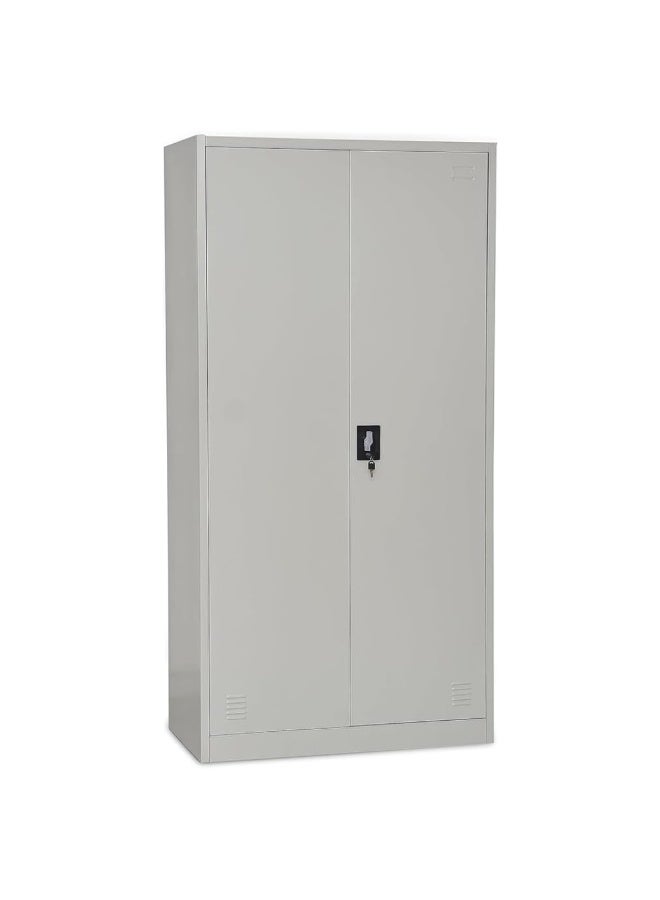 Multi Home Furniture Metal Grey Storage Cabinet – Big Size Steel Cupboard, Office File Cabinet, Wardrobe Cabinet with Shelves, Flush Key Lock 2 Door Wardrobe, Steel Cabinet for Clothes, Home & Office - Image 1