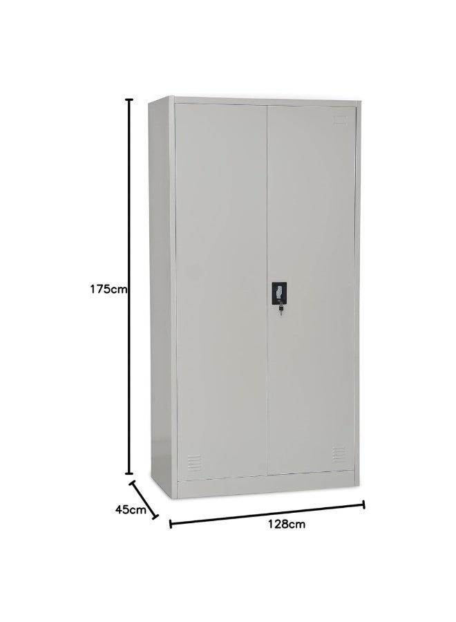 Multi Home Furniture Metal Grey Storage Cabinet – Big Size Steel Cupboard, Office File Cabinet, Wardrobe Cabinet with Shelves, Flush Key Lock 2 Door Wardrobe, Steel Cabinet for Clothes, Home & Office - Image 3