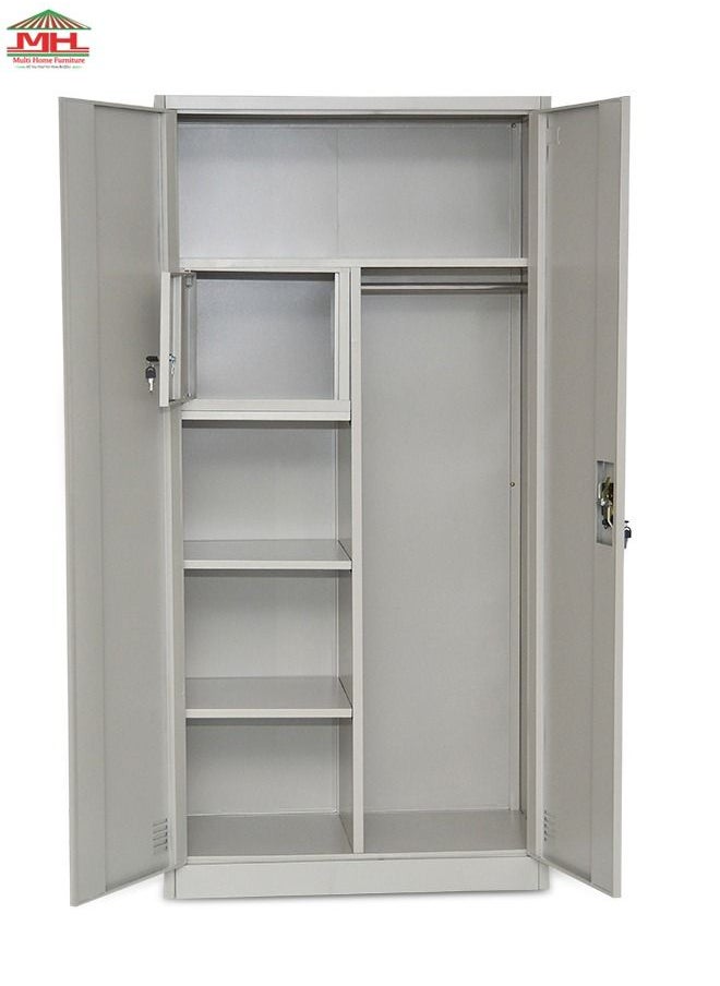 Multi Home Furniture - MHF Best Metal Wardrobe 2-Door With Shelves Storage Compartment Flush Key lock MH-205-E - Image 1