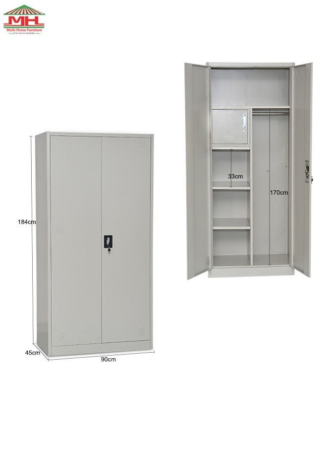 Multi Home Furniture - MHF Best Metal Wardrobe 2-Door With Shelves Storage Compartment Flush Key lock MH-205-E - Image 1