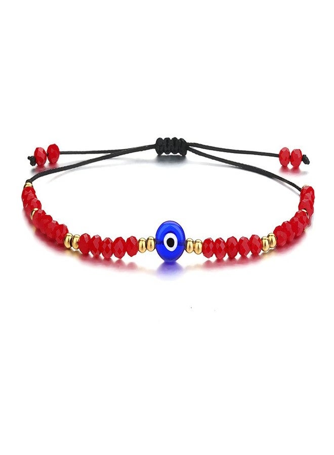 SUMMER LOVE Dainty Hand Made Evil Eye Bracelets Adjustable String Amulet for Women Men(Red+gold) - Image 1