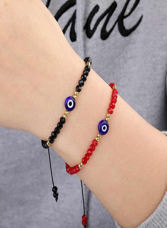 SUMMER LOVE Dainty Hand Made Evil Eye Bracelets Adjustable String Amulet for Women Men(Red+gold) - Image 5