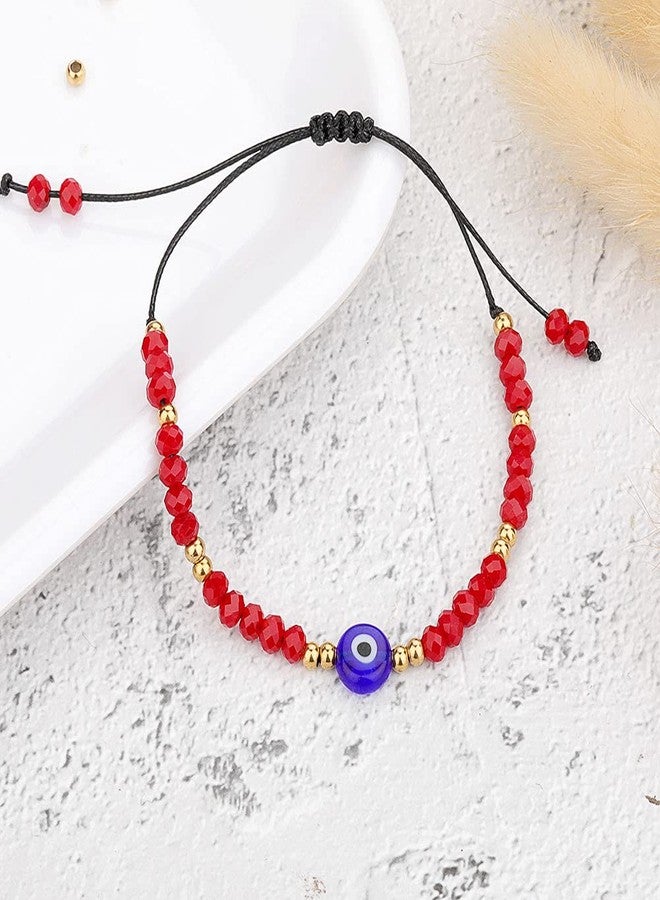 SUMMER LOVE Dainty Hand Made Evil Eye Bracelets Adjustable String Amulet for Women Men(Red+gold) - Image 4