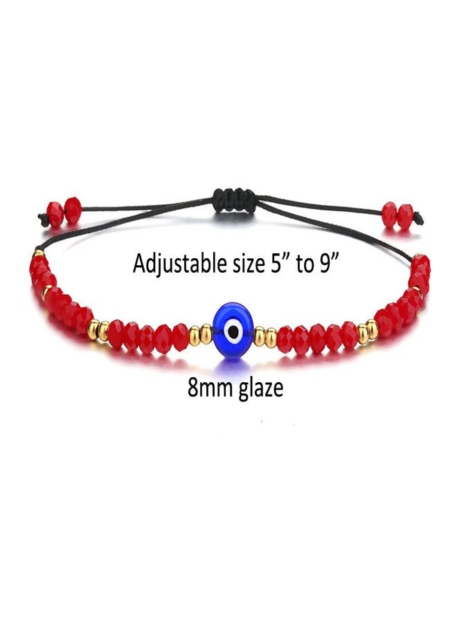 SUMMER LOVE Dainty Hand Made Evil Eye Bracelets Adjustable String Amulet for Women Men(Red+gold) - Image 3