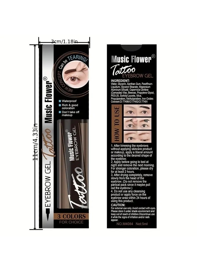 Music Flower - Long-Lasting Tear Off Eyebrow Dye Cream - Waterproof and Film Forming Color Rendering Liquid - light brown - Image 1