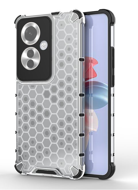 Oppo Reno11 F 5G / Oppo Reno 11 F 5G Original Honeycomb Case with Ultra Shock Protection - Clear Back with Black Edges