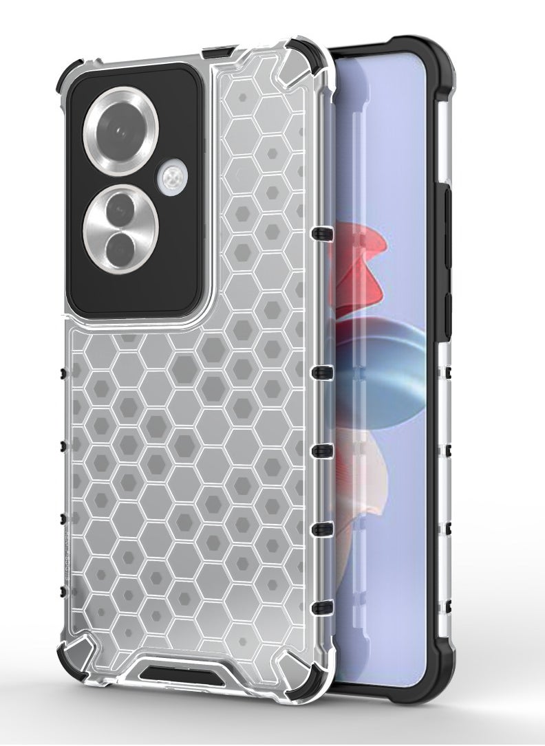 Generic - Oppo Reno11 F 5G / Oppo Reno 11 F 5G Original Honeycomb Case with Ultra Shock Protection - Clear Back with Black Edges - Image 1
