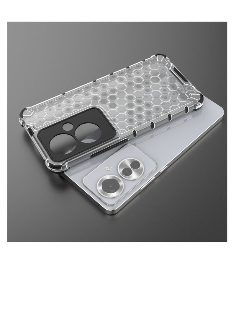 Generic - Oppo Reno11 F 5G / Oppo Reno 11 F 5G Original Honeycomb Case with Ultra Shock Protection - Clear Back with Black Edges - Image 1