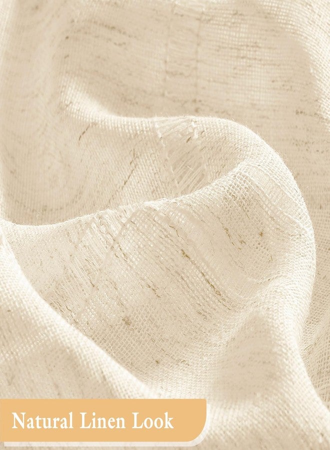 Craidlela Long Linen Farmhouse Shower Curtain Set with Tassel, Modern Boho French Country Chic Bathroom Shower Curtain Set with PEVA Liner, Cotton Hollow Fabric Shower Curtain 72x78 - Beige/Cream - Image 3