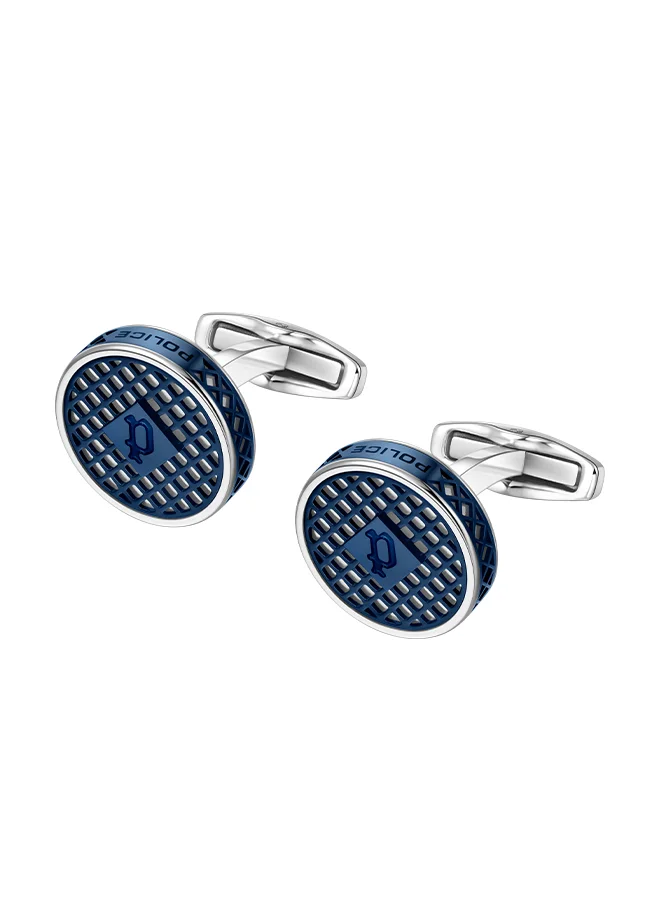 POLICE Net Stainless Steel And Blue Two Tone Gents CufflinksPEAGC0022903
