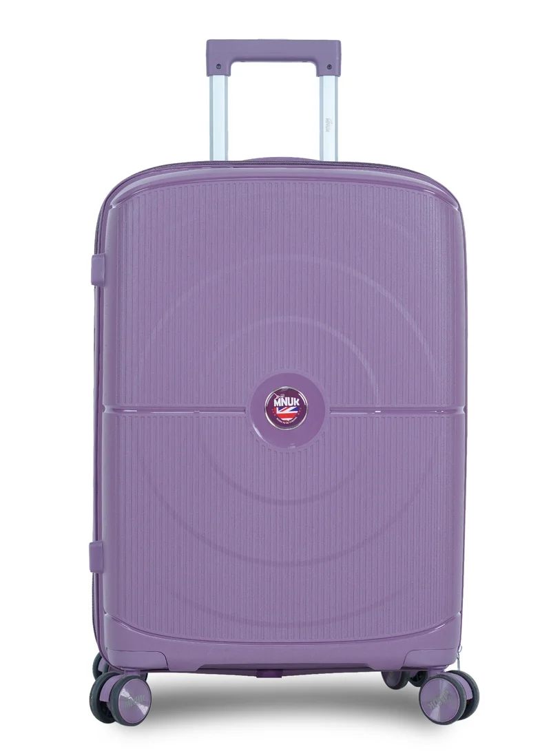 MNUK PREMIO 24inch Luggage| Polypropylene (PP) Hardside Luggage Trolley|Double 360° 4 Wheeler| Medium-24 Inch|Purple
