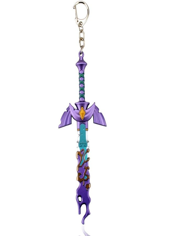 MEETCUTE Decayed MasterSword Keychain Latest,Cool Sword Key Ring for Men and Women Legend of Zeld the Tears Kingdom MasterSword Key chain Cosplay Accessories - Purple - Image 1