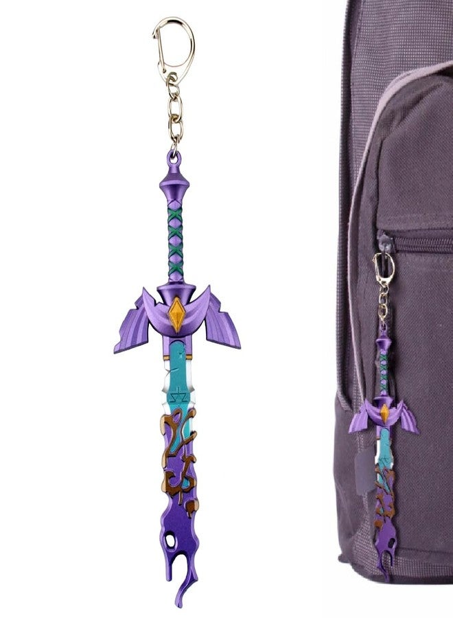 MEETCUTE Decayed MasterSword Keychain Latest,Cool Sword Key Ring for Men and Women Legend of Zeld the Tears Kingdom MasterSword Key chain Cosplay Accessories - Purple - Image 4