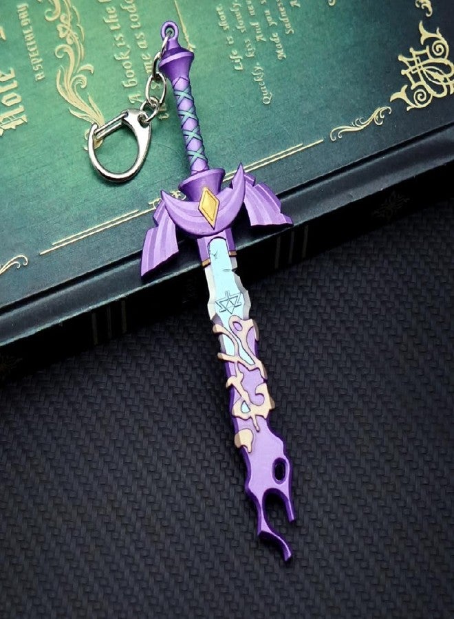 MEETCUTE Decayed MasterSword Keychain Latest,Cool Sword Key Ring for Men and Women Legend of Zeld the Tears Kingdom MasterSword Key chain Cosplay Accessories - Purple - Image 2