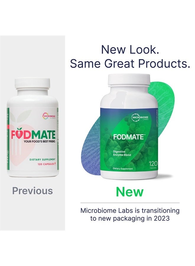 Microbiome Labs فودميت - مزيج إنزيمات هضمية مع لاكتاز + ألفا جالاكتوزيداز - مكمل إنزيمات متعددة لدعم تخفيف الانتفاخ العرضي وهضم FODMAP (120 حبة) - Image 2
