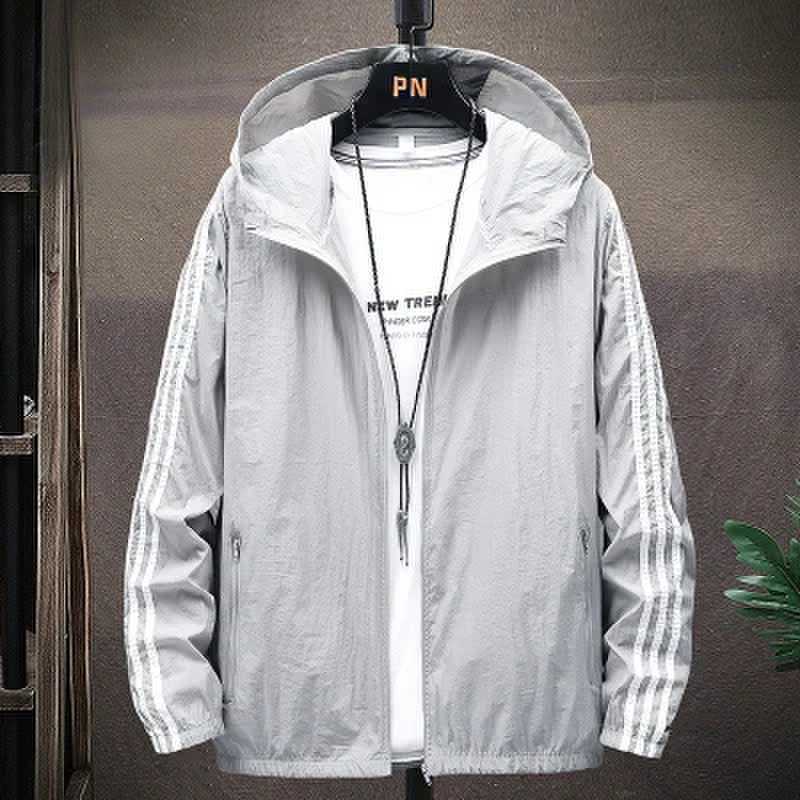 Sun Protection Clothing Men'S Breathable Ice Silk Summer Men'S Fishing Sun Protection Clothing Teenagers Thin Three-Bar Windbreaker Jacket - Image 4