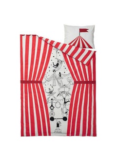 Zaboon Duvet Cover And Pillowcase, Circus Pattern Red/White, 150X200/50X80 Cm  - Image 2
