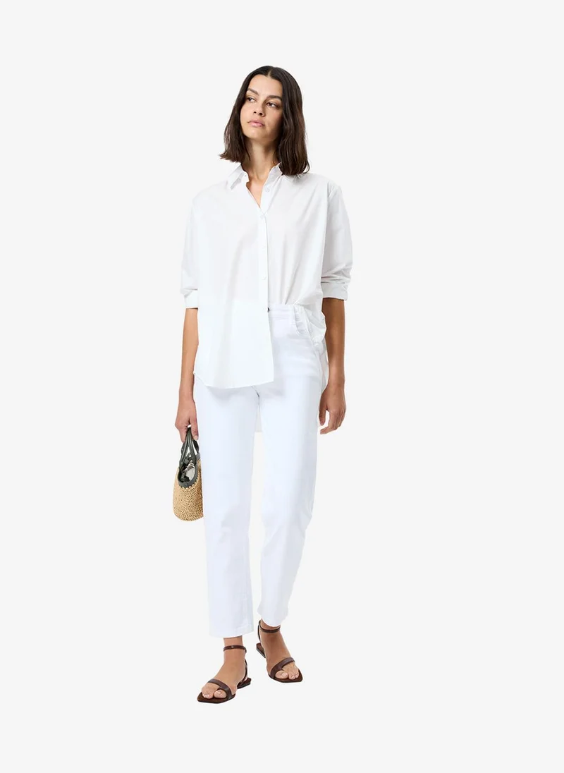 فرنش كونكشن Women's Summer White Rhodes Poplin Button Down Shirt