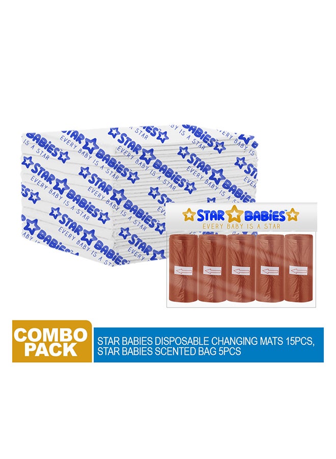 STAR BABiES Star Babies Combo Changing mat 15pcs, Scented bag 5pcs  - Image 2