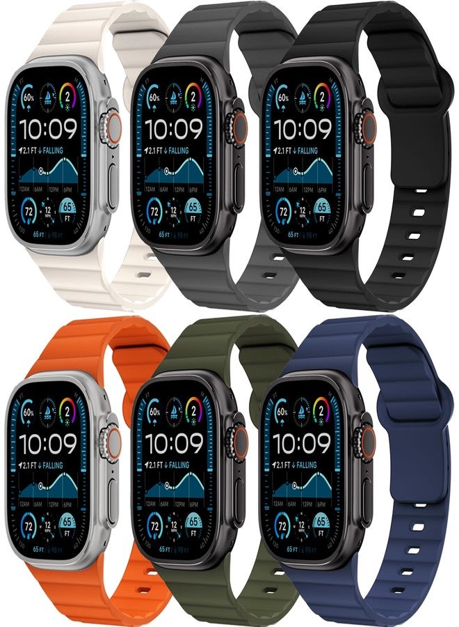Wowstrap 6 Pack Sport Bands for Apple Watch Ultra/3/2 Band 49mm 46mm 45mm 44mm 42mm 41mm 40mm 38mm iWatch Bands for Men Women,Waterproof Silicone Strap Wristband for Apple Watch Series 11 10 9 8 7 6 5 4 SE 3/2 - Image 1