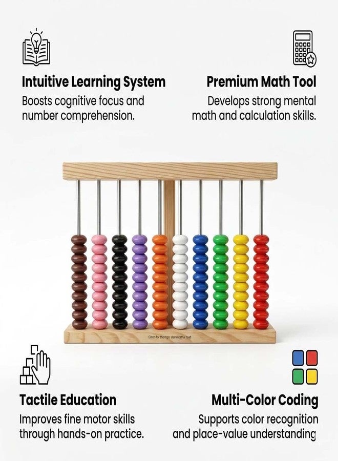 Maskeen Premium QualityWooden Abacus with Colourful Beads, Educational Counting Toy for Kids, Math Learning Tool - Image 4
