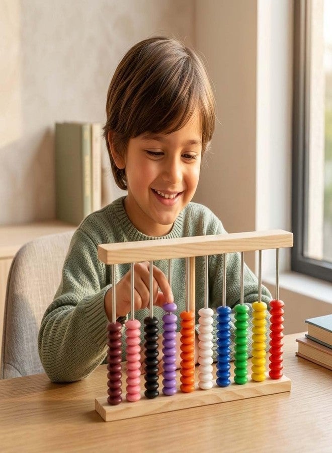 Maskeen Premium QualityWooden Abacus with Colourful Beads, Educational Counting Toy for Kids, Math Learning Tool - Image 2