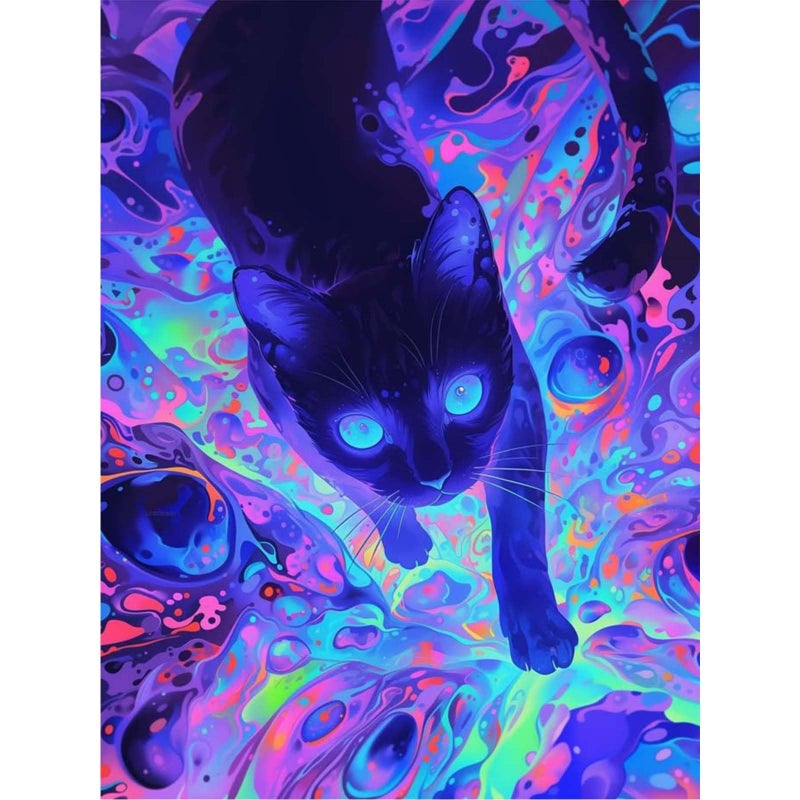 GEEHEIY Diamond Art Kits for Adults 5D Black Cat Diamond Painting Kits for Beginner DIY Black Cat Gem Art Dots for Adults Perfect for Home Wall Decor 12x16 Inch - Image 2