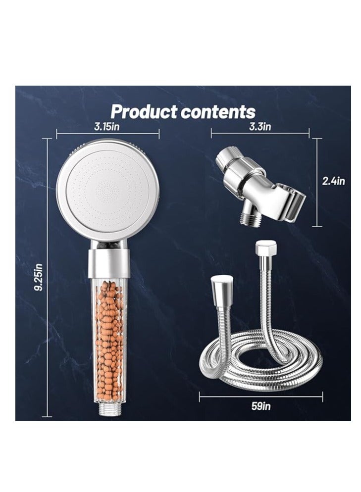 رأس دش تدفق قوي مع فلتر خرزي لتعزيز الضغط مع 3 أوضاع لتوفير المياه للاستحمام للبالغين والأطفال والحيوانات الأليفة والاستخدام المنزلي والصالة الرياضية (أبيض) - Image 2