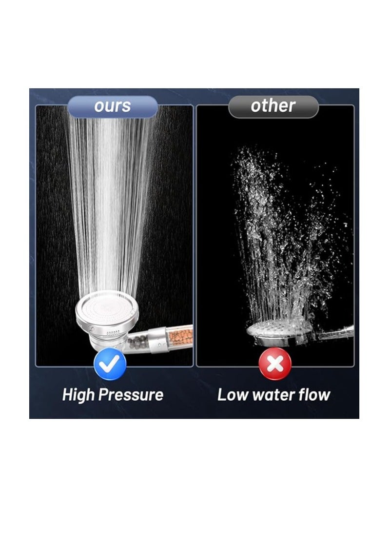 رأس دش تدفق قوي مع فلتر خرزي لتعزيز الضغط مع 3 أوضاع لتوفير المياه للاستحمام للبالغين والأطفال والحيوانات الأليفة والاستخدام المنزلي والصالة الرياضية (أبيض) - Image 3
