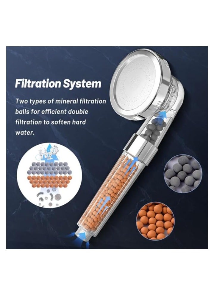 رأس دش تدفق قوي مع فلتر خرزي لتعزيز الضغط مع 3 أوضاع لتوفير المياه للاستحمام للبالغين والأطفال والحيوانات الأليفة والاستخدام المنزلي والصالة الرياضية (أبيض) - Image 5