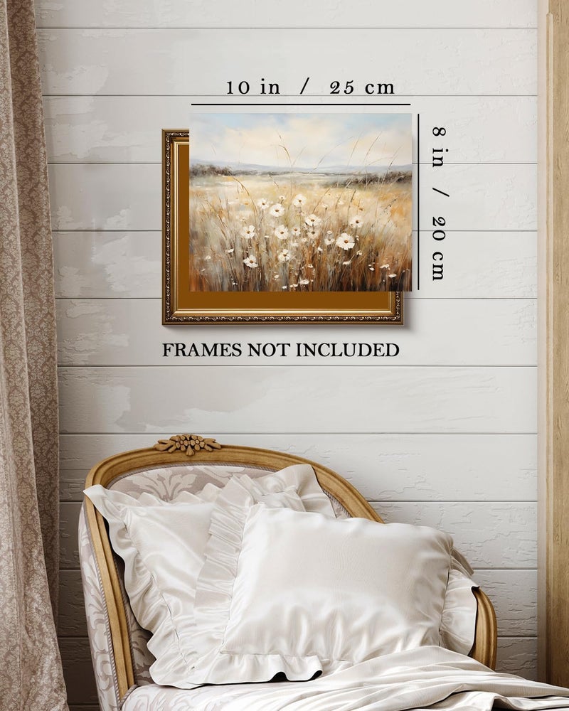 Kizbok Vintage Wall Art Prints for Living Room  Farmhouse Wall Decor Wildflower Field Landscape Canvas Prints Vintage Oil Painting Vintage Spring Art Pictures for Bedroom Bathroom (8"" x 10""-UNFRAMED) - Image 2