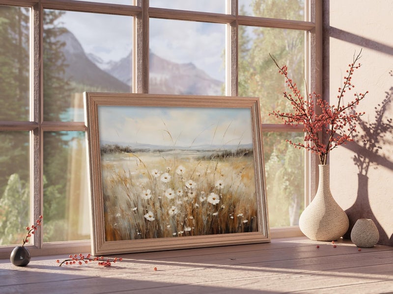 Kizbok Vintage Wall Art Prints for Living Room  Farmhouse Wall Decor Wildflower Field Landscape Canvas Prints Vintage Oil Painting Vintage Spring Art Pictures for Bedroom Bathroom (8"" x 10""-UNFRAMED) - Image 4