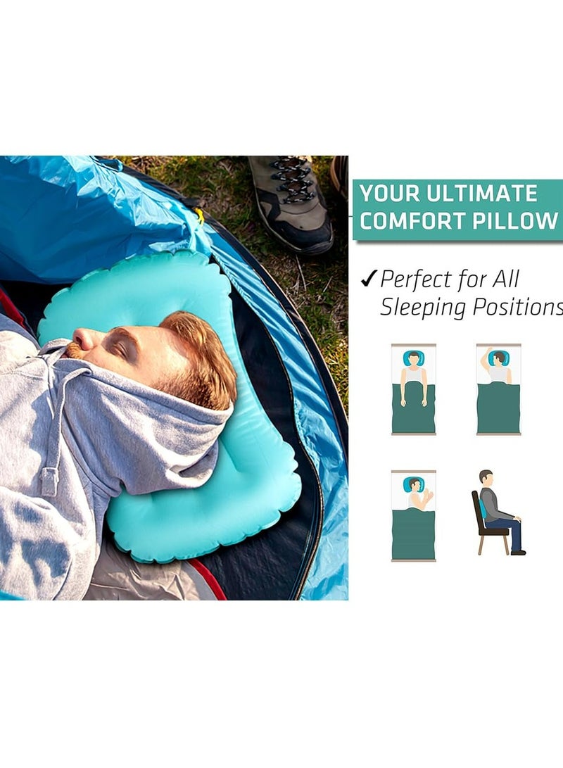 CMGTYYD Ultralight Compact Inflatable Camping Pillow,Inflating Travel Pillows,Soft Compressible Portable Air Pillow for Outdoor Camp,Backpacking Night Sleep and Car Airplane for Neck & Lumbar Support - Image 2