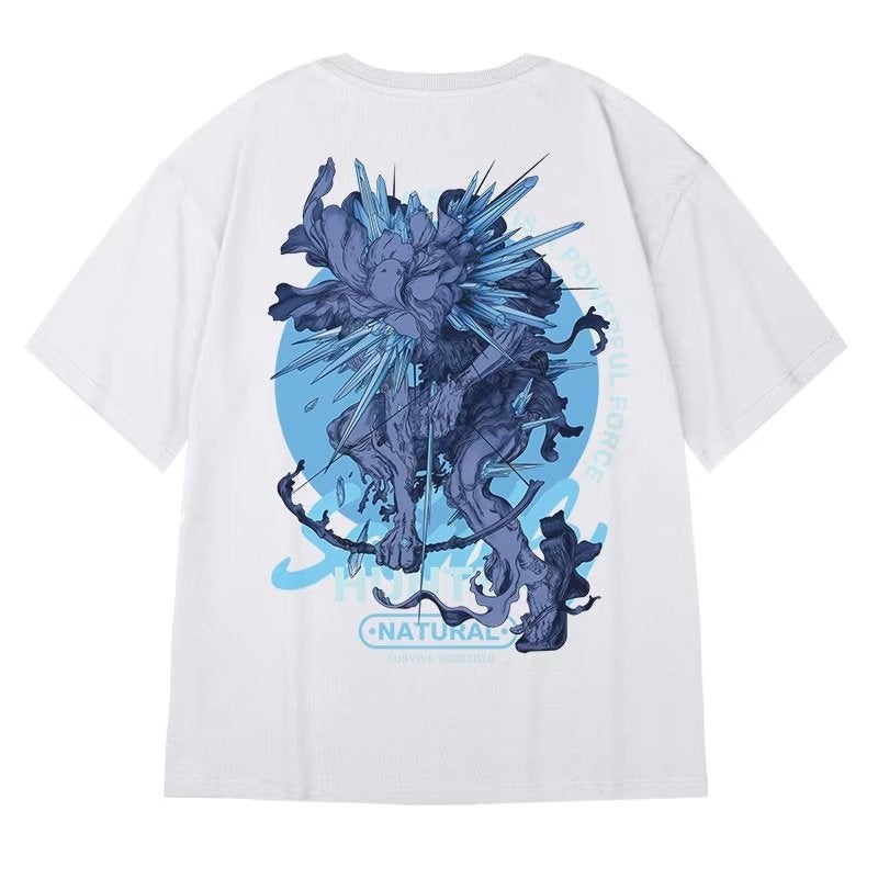 Plus Size 300 Jin Men'S Short Sleeve Summer Fashion Half Sleeve Fashion Brand Super Fire T-Shirt Ins Hong Kong Style Loose T-Shirt - Image 1