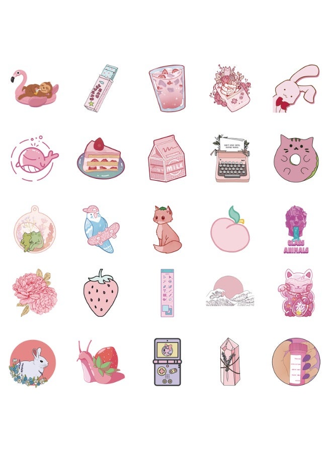 NIBEMINENT 50 Pcs Cute Pink Shark Deco Kit Waterproof Stickers, High Definition Printing Bright Colors, Suitable for Laptop Skateboard Luggage Water Bottle Guitar DIY - Image 3