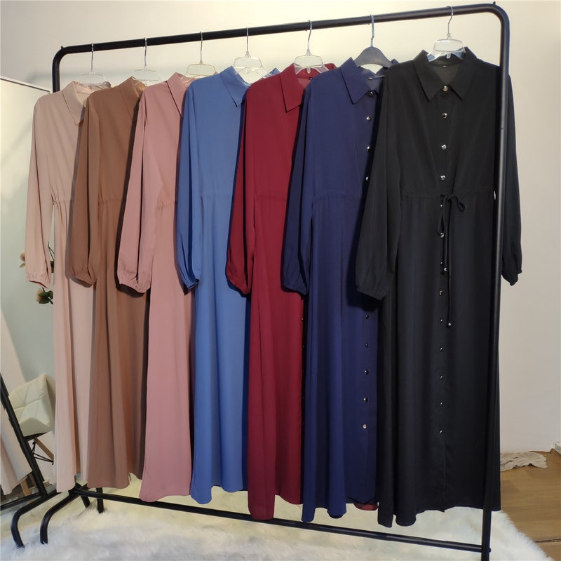 monica fashion Cross-Border TikTok Temu Fashion Lapel Cardigan Full-Button Slim Fit Long Dress - Image 4