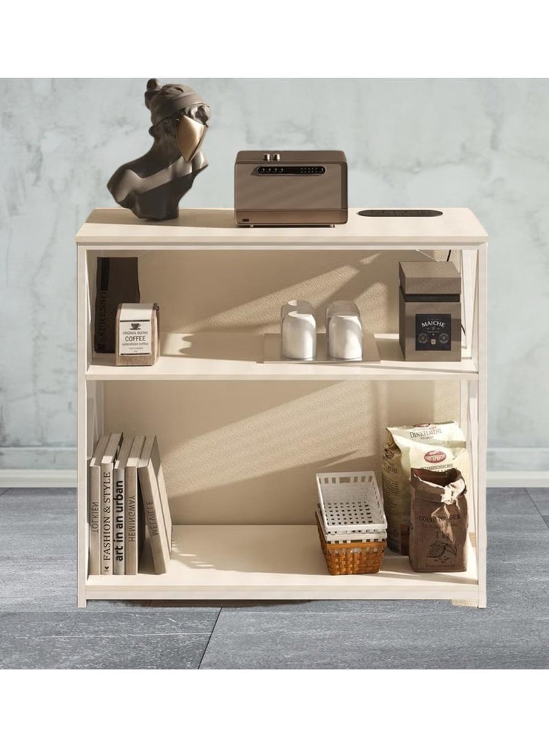 إكسبرت طاولة قهوة 3 طبقات قابلة للتعديل مع قاعدة شحن ورف تخزين لغرفة المعيشة والمدخل والأريكة والبهو 100×35×90 سم معدن (أبيض)EI-403 - Image 1